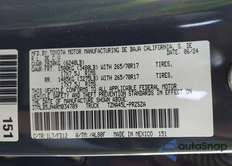 2024 Toyota Tacoma Trd Off Road from USA, damaged, VIN 3TMLB5JN4RM034709